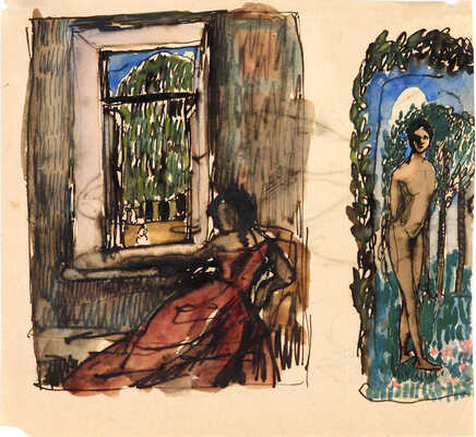 Феофилактов Николай Петрович. Две композиции (на оборотной стороне наброски)